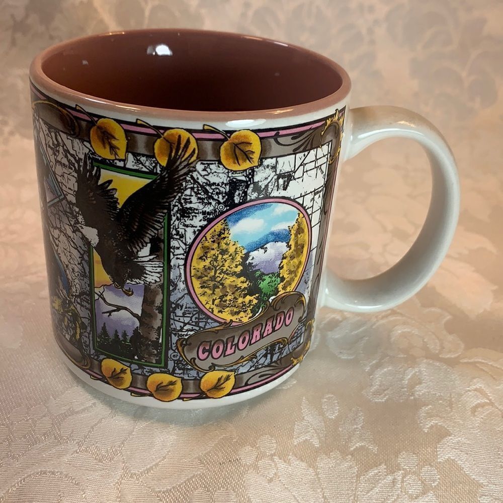 Colorado Mauve Pink White Ceramic Coffee Tea Cocoa 1992 Collector 12 Ounces Mug